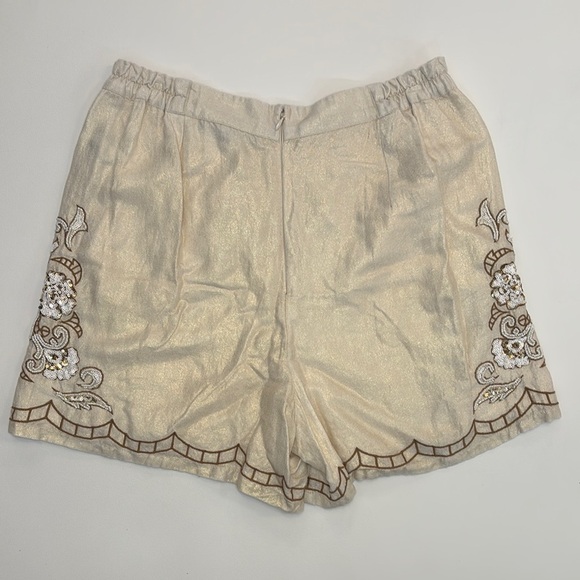 Boston Proper Women’s High Waist Embroidered Shorts Sz 8 Sequins Bohemian - Picture 5 of 13
